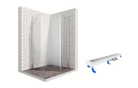 Душевой уголок Ambassador Diamond 12011111L-ST2, пятиугольный, линейный трап, 90х90, артикул 12011111L-ST2