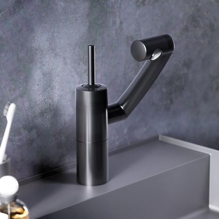 290217364 Arc смеситель для умывальника, поворотный излив 186 мм (черный)