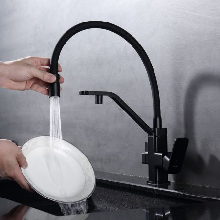 Смеситель для кухни с подключением фильтра Raglo R85.62.06, черный