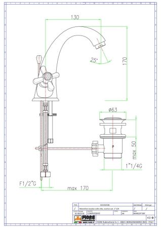 Fiore Margot Sky, двухвентильный смеситель для раковины с донным клапаном, цвет бронза - Swarovski, артикул 01ZZ0623