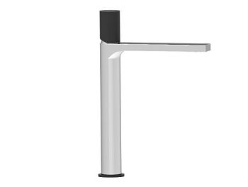 AQG Tube, высокий однорычажный смеситель для раковины (излив 15,8 см), без донного клапана, цвет хром-черный матовый
