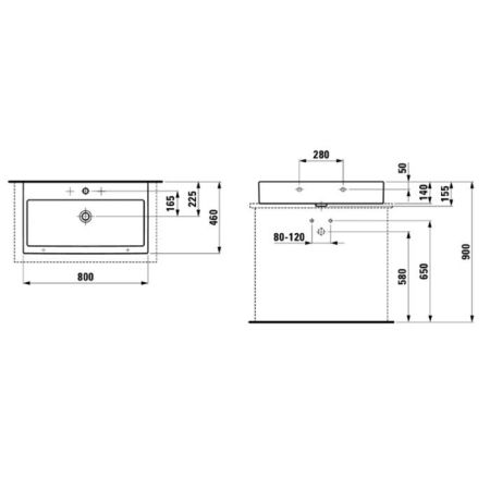 Раковина LAUFEN LIVING 8.1743.7.000.104.1 (накладная, (80*46), белый), шт