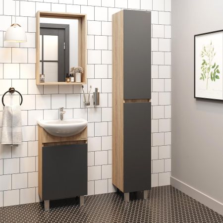 Тумба Onika Милтон 45 напольная, серая/дуб сонома (ум.Уют 45), артикул 104512