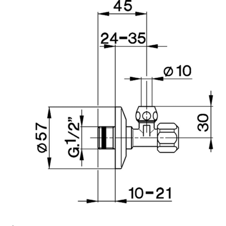 CISAL Угловой вентиль 1/2", цвет хром CISAL Угловой вентиль 1/2", цвет хром