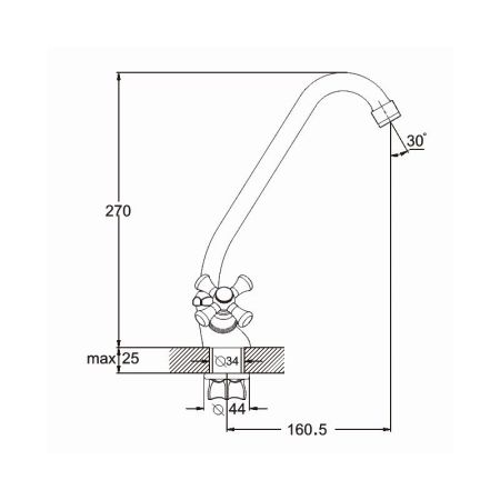 Смеситель для кухни G.Lauf QST4-A827, хром