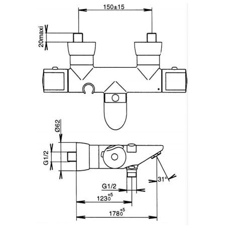 Смеситель для ванны Jacob Delafon Salute E71085-CP с термостатом Хром, артикул E71085-CP