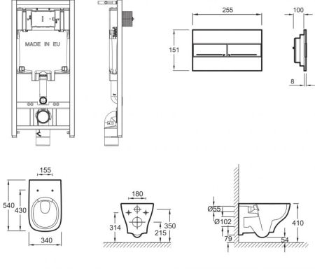 Сет унитаз c инсталляцией Struktura сид.микролифт,клав. хром(E29025-NF+EDE102-00+E20606-00+E4316-CP), артикул E21741RU-00