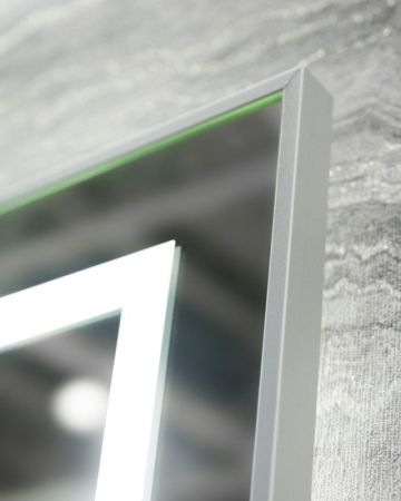 Зеркало в алюминиевой раме со встроенным светильником, сенсорным выключателем и подогревом, SPC-KRAFT-600-800-LED-TCH-WARM-NERO, 600x32x800 мм, артикул SPC-KRAFT-600-800-LED-TCH-WARM-NERO