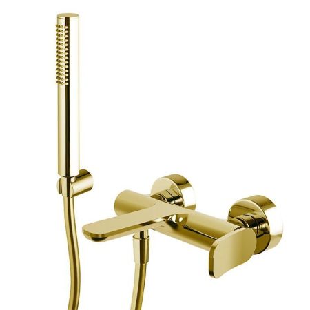 Fima Carlo Frattini Flo Смеситель для ванны, настенный, с ручным душем, цвет: золото, артикул F3804OR