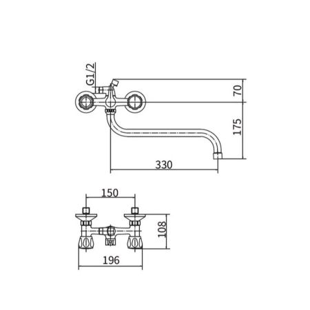 Смеситель для ванны PLstart PL2218-8, хром/белый