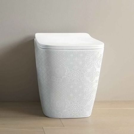 Artceram A16 Унитаз напольный 36х52 см, цвет белый/ декор Cementina, артикул ASV002 01 86