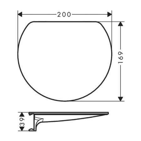 Полка, Hansgrohe, WallStoris, ширина, мм-200, глубина, мм-169, тип установки-на штанге кликом, материал-пластик, цвет-белый матовый, артикул 27915700