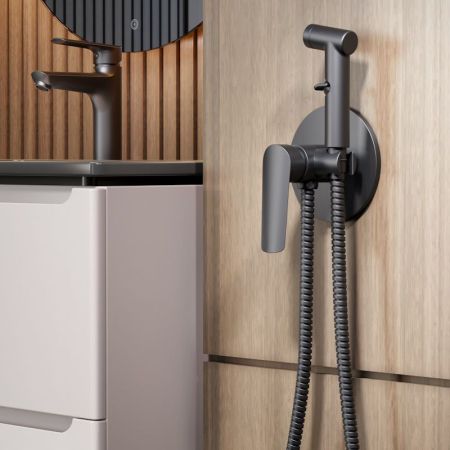 Гигиенический душ со смесителем встраиваемый ESKO SMHLGB, черный