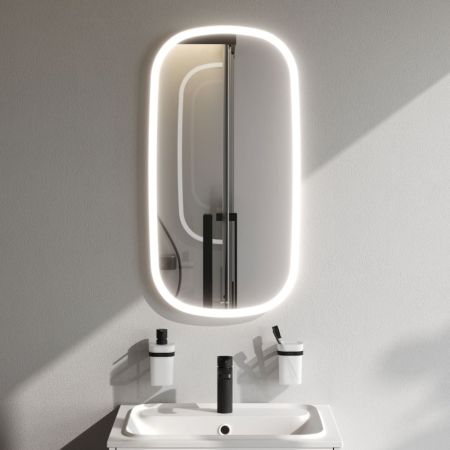 M8FMOX0451WGH Зеркало универсальное с контурной LED-подсветкой, ИК- сенсором, вытянутое, 45*86 см, артикул M8FMOX0451WGH