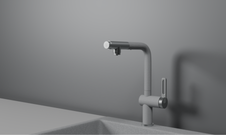 Смеситель для кухни GRANULA с выдвижным изливом и подключением к фильтру (8169, БАЗАЛЬТ), артикул 8169, БАЗАЛЬТ