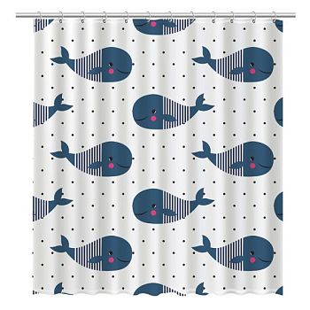 Штора для ванной комнаты FIXSEN DESIGN FX-1508, белый/синий