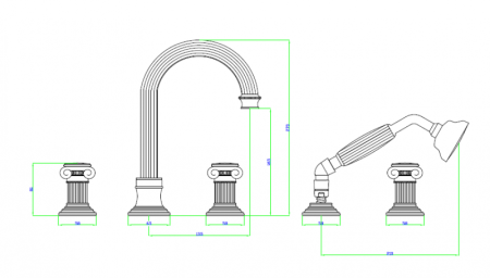 Смеситель на борт ванны с выдвижным душем и переключателем CEZARES OLIMP-BVD, артикул OLIMP-BVD-03/24-M