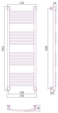 Полотенцесушитель водяной "Богема+" 1200х400 (БЕЛЫЙ)
