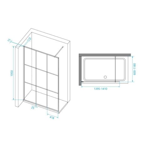 Перегородка для душа RGW WA-111B (1400, Прозрачное), артикул 411011114-84