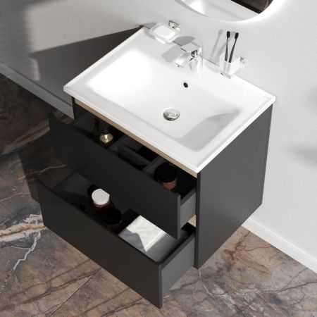 M85AFHX0652BM X-Joy, База под раковину, подвесная, 65 см, 2 ящика, черный матовый, артикул M85AFHX0652BM