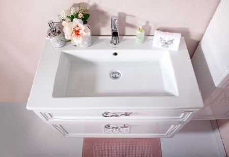 Тумба под раковину Бриклаер Адель 85 Белая глянцевая, артикул 4627125413490