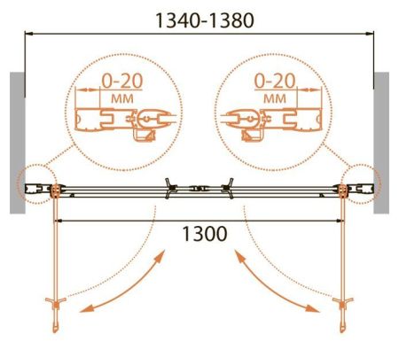 Душевая дверь в нишу CEZARES RELAX-B-2, артикул RELAX-B-2-140-C-Bi