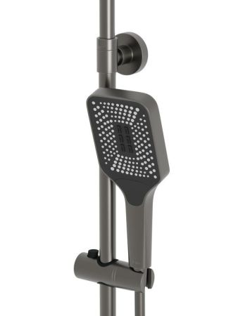 DUE Душевая стойка со смесителем, оружейная сталь DUE-DOCM-GM, артикул DUE-DOCM-GM