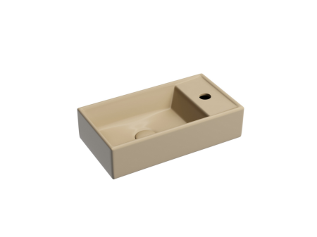 Умывальник подвесной прямоугольный (чаша слева, отверстие под смеситель справа) цвет капучино матовый Элемент (Element) 407x217x100, артикул CN6051LMC