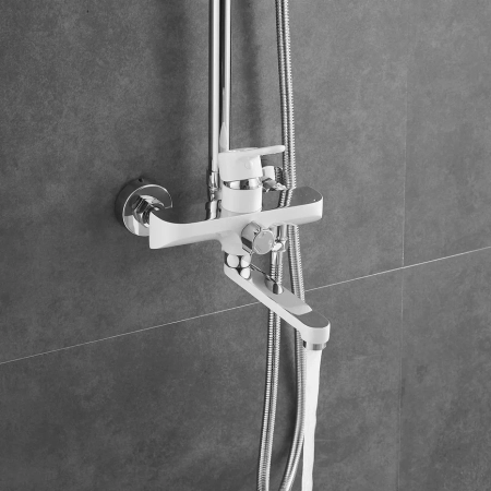 Душевая система Shevanik S8136F, белый/хром