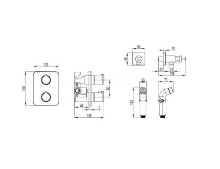 Смеситель Lemark Yeti термостатический с гигиеническим душем (LM7820С), артикул LM7820C