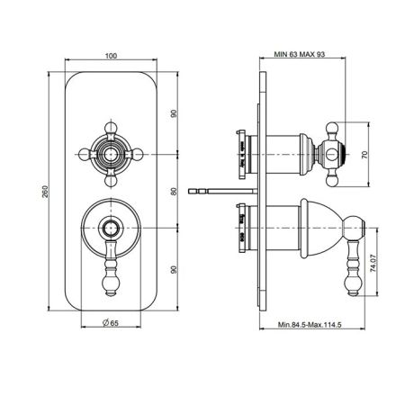 Fima Carlo Frattini Elizabeth Смеситель для душа, встраиваемый, на 2/3 выхода, цвет: золото, артикул F5089X6OR