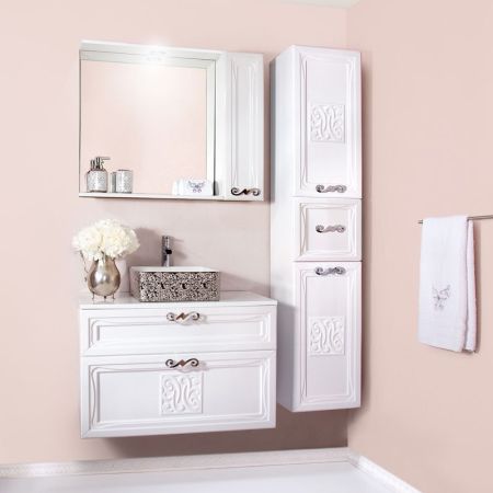 Тумба под раковину Бриклаер Адель 85 Белая глянцевая, артикул 4627125413490