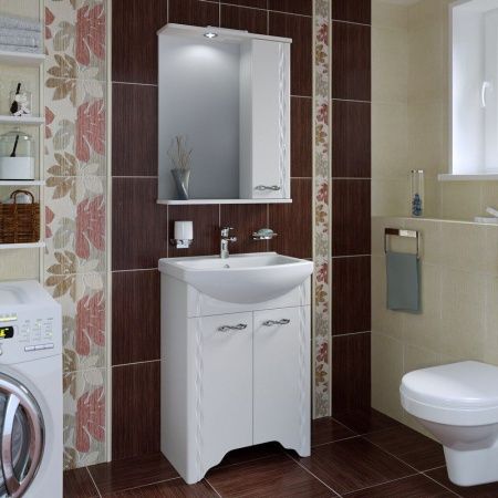 Зеркало со шкафом Runo Лотос 60 4620750026608 с подсветкой Белое