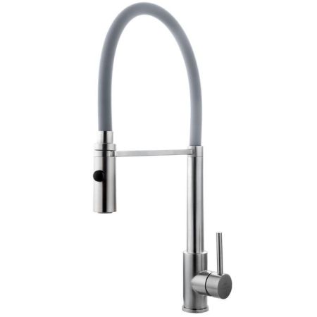 Смеситель для кухни с гибким изливом FASHUN A54111-12, сатин/серый