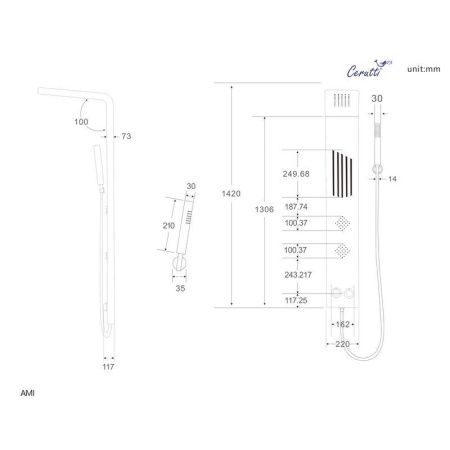Панель AMI B душевая Cerutti SPA CT8994 Панель AMI B душевая Cerutti SPA CT8994
