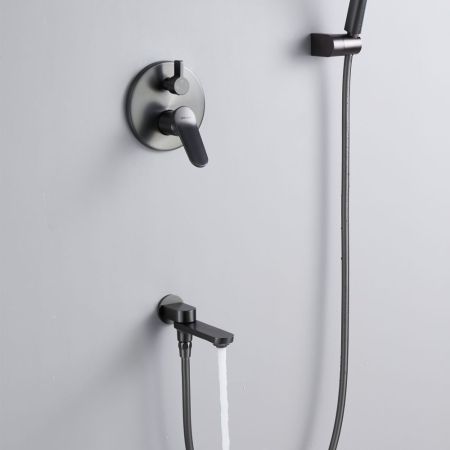 Душевая система встраиваемая Shevanik S4335T, оружейная сталь