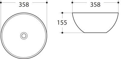 Раковина керамическая накладная AM-107-MB, цвет чёрный матовый, 358х358х155, артикул AM-107-MB
