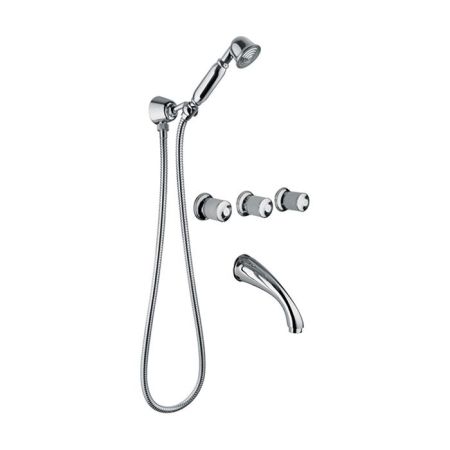 Bongio Cristallo Смеситель для ванны встроенный , с ручной лейкой, изливом, встроенной частью, Цвет: хром/бирюзовый-04, артикул 04530CR04D