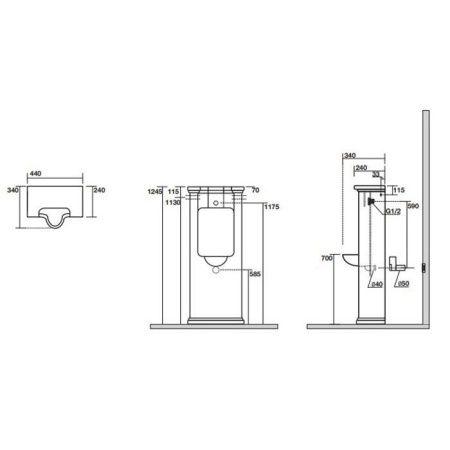 Kerasan Waldorf Писсуар напольный с сифоном и комплектом крепежей, цвет белый
