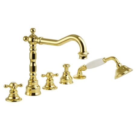 ARCADIA См-ль на борт ванны, на 5 отв., золото, артикул 18395