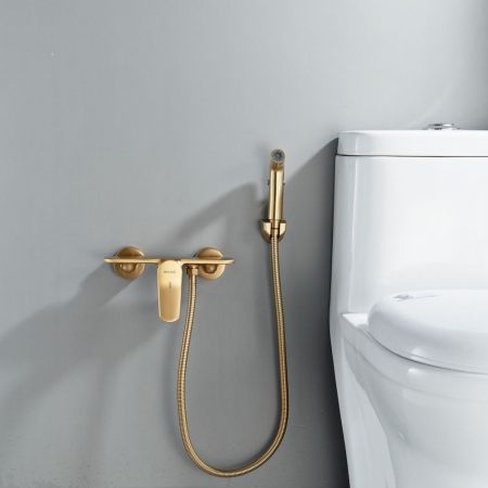 Гигиенический душ со смесителем Shevanik S4705G-1, золотой сатин