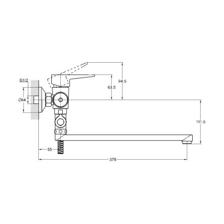 Смеситель для ванны G.Lauf NUD6-A045, хром