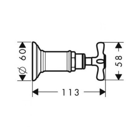 AX Montreux Встраиваемый запорный вентиль, ½’ или ¾ (внешняя часть), цвет: шлифованный никель, артикул 16871820