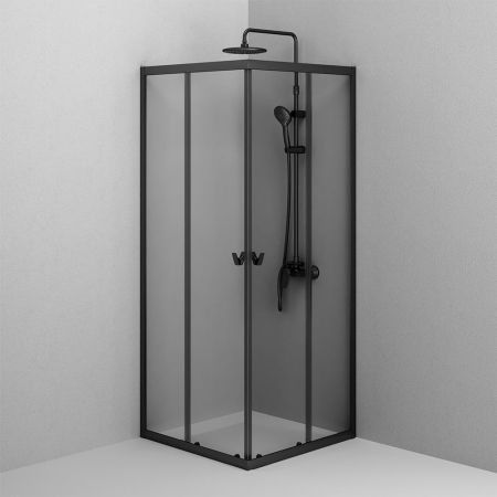 W87G-403-8080-BТ Sunny душ огражд квадратн, раздвижн двери 80x80 черный,стекло прозрачн, артикул W87G-403-8080-BT