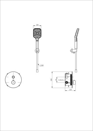 Смеситель для душа с термостатом встраиваемый WONZON & WOGHAND, Хром (WW-D1017-A-CR), артикул WW-D1017-A-CR