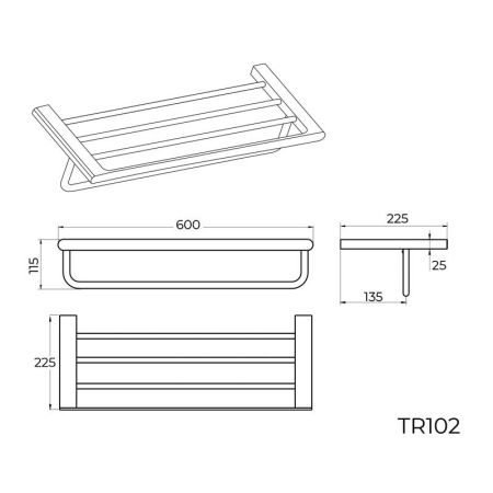 Полка для полотенец Knotlor  TR102GM, оружейная сталь, артикул TR102GM