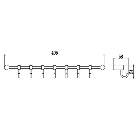 Планка с крючками Savol S-006207, хром, артикул S-006207