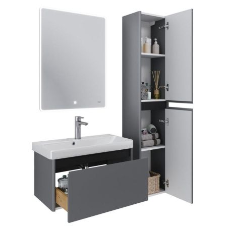 Тумба с раковиной подвесная Dreja Luxury 70 см, серый базальт, артикул 99-2012-com