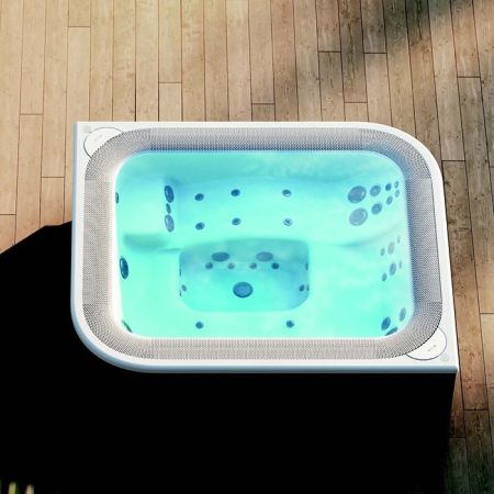 JACUZZI PROFILE Минибассейн 2350х2110х930 мм., встраиваемый, с переливной решеткой, комплектация BASE, цвет Platinum