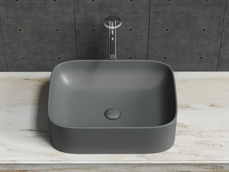 Умывальник чаша накладная прямоугольная (Темный Антрацит Матовый) Элемент (Element) 505x380x150мм, артикул CN6052MDH